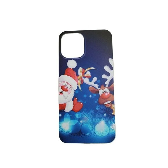Cartoon Santa and Rudolph iPhone 12 Pro Max Apple TPU Phone Case - Picture 1 of 3